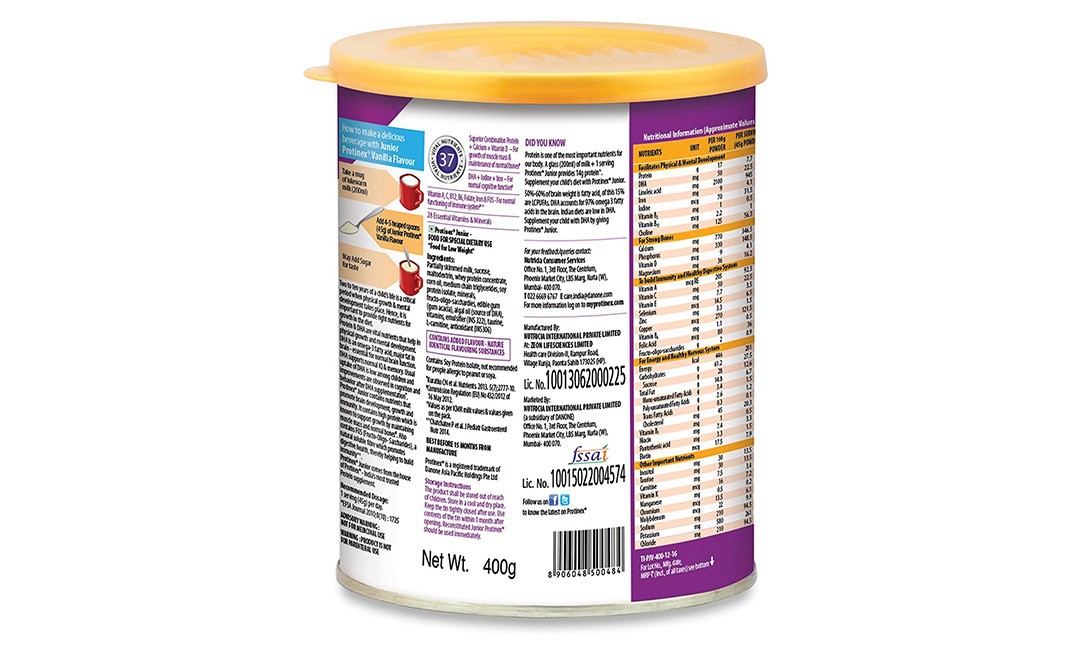 Protinex Junior Vanilla Flavour    Tin  400 grams